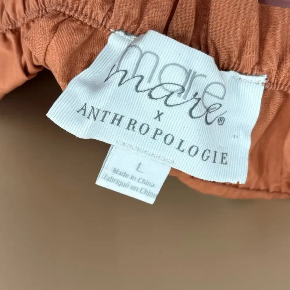 Anthropologie x Mare Mare Salina Terracotta Smocked Crop Top